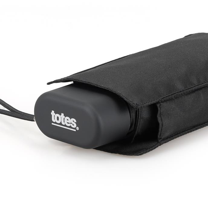 totes® Compact Flat Plain Black Umbrella (5 Section) Extra Image 3